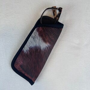 Eyeglass Case Brown White‎ Cow Print Soft Glasses Holder Protector New Boutique